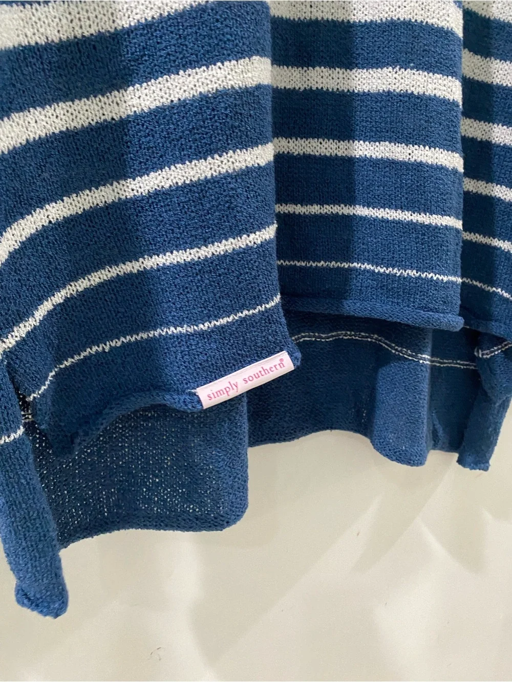 Simply Southern Striped Crewneck Sweater in White and Blue, size XXL - Picture 4 of 7